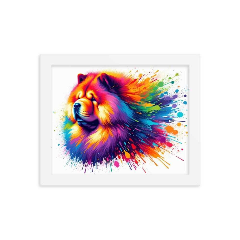 Chow Chow Rainbow Splatter Dynamic Spectrum Framed Poster - Oh Posters