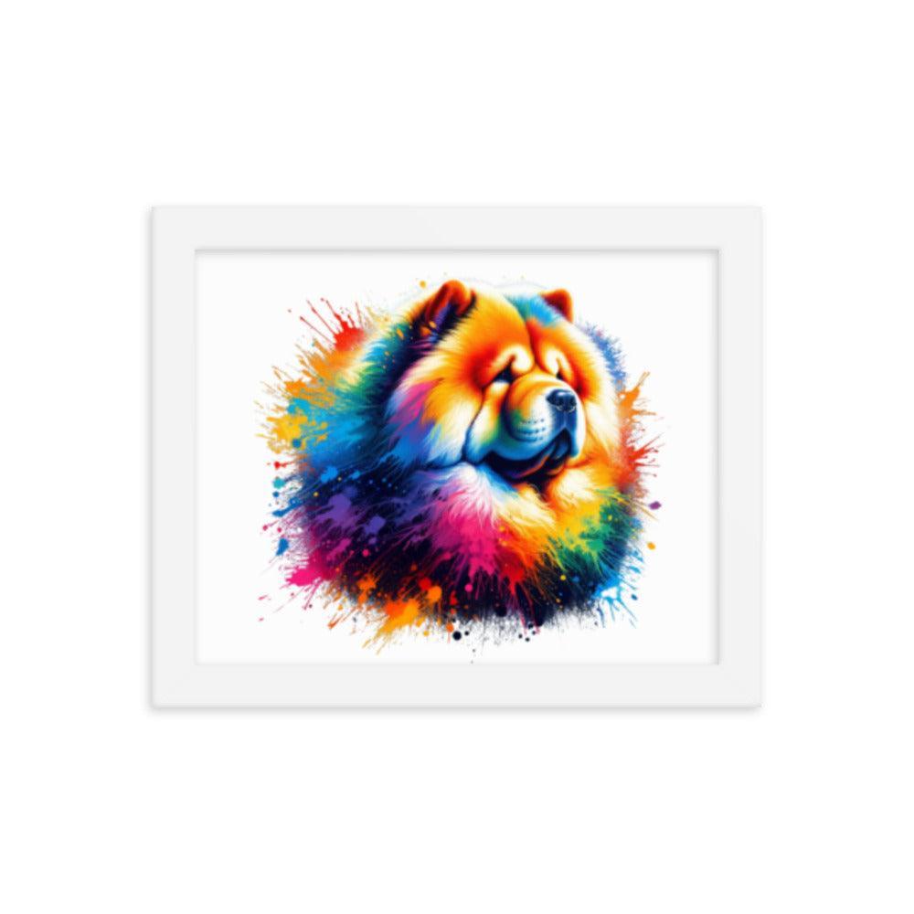 Chow Chow in Rainbow Splatter Abstract Dynamic Colors Framed Poster - Oh Posters