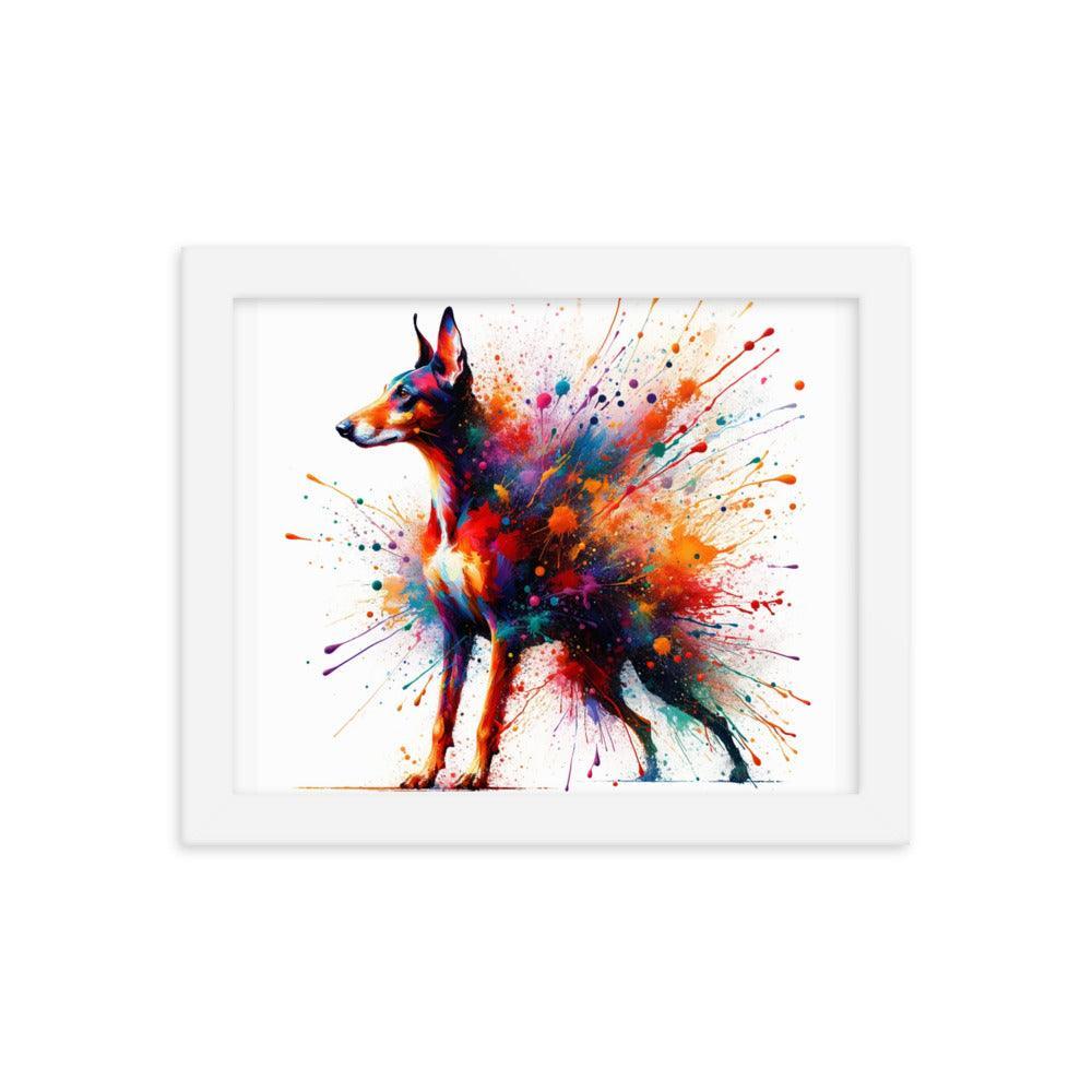 Cirneco dell'Etna Splatter Art with Vibrant Colors Framed Poster - Oh Posters