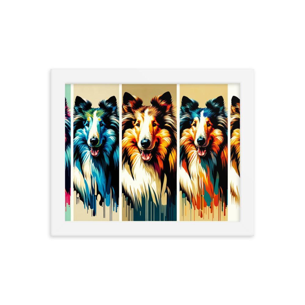 Rough Collie Dog Online Art Montage Vibrant Modern Styles Framed Poster - Oh Posters