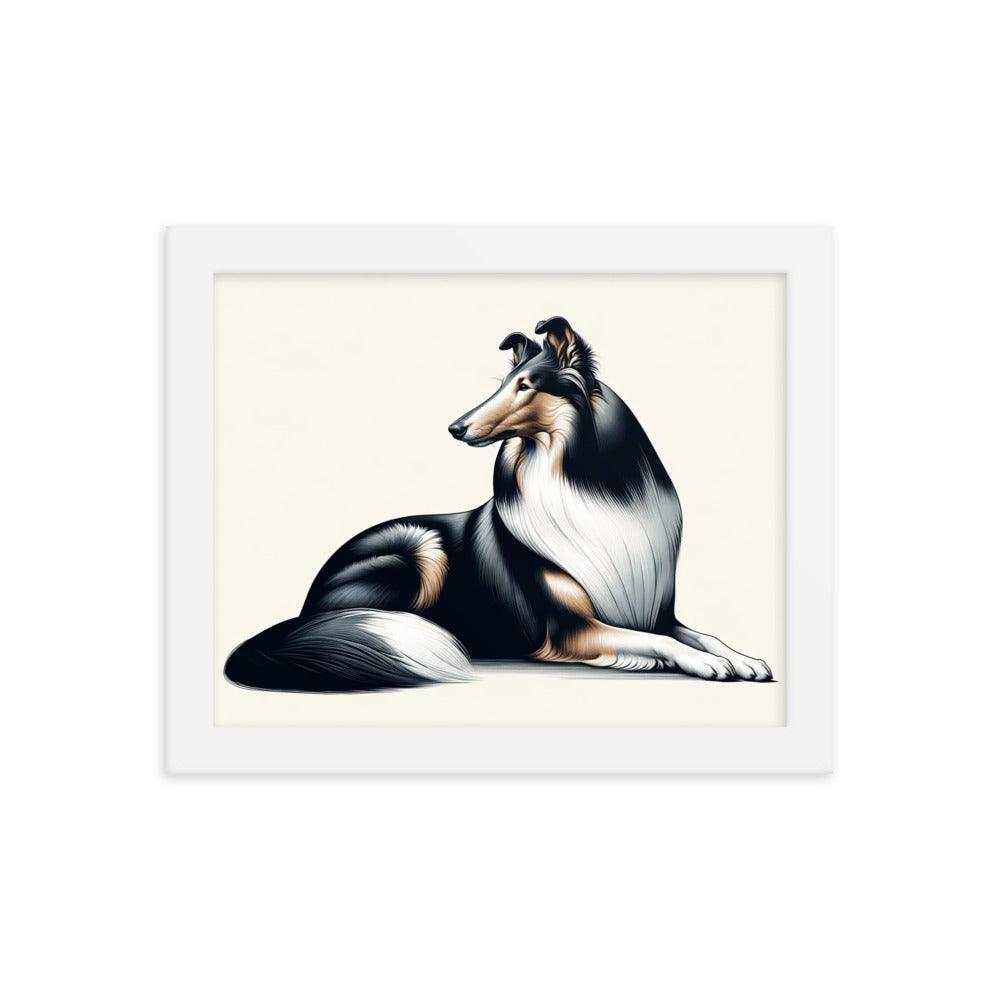 Smooth Collie Fine Art with Realistic Detail and Minimalist Elegance Framed Poster - Oh Posters