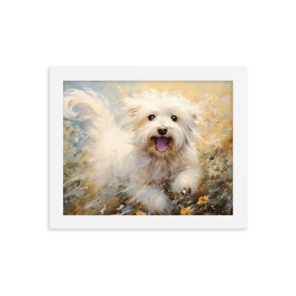 Coton De Tulear Autumn Bliss Flurry of Leaves and Light Framed Poster - Oh Posters