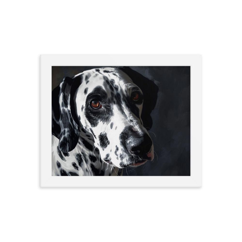 Dalmatian Dark Elegance Dog Portrait Framed Poster - Oh Posters