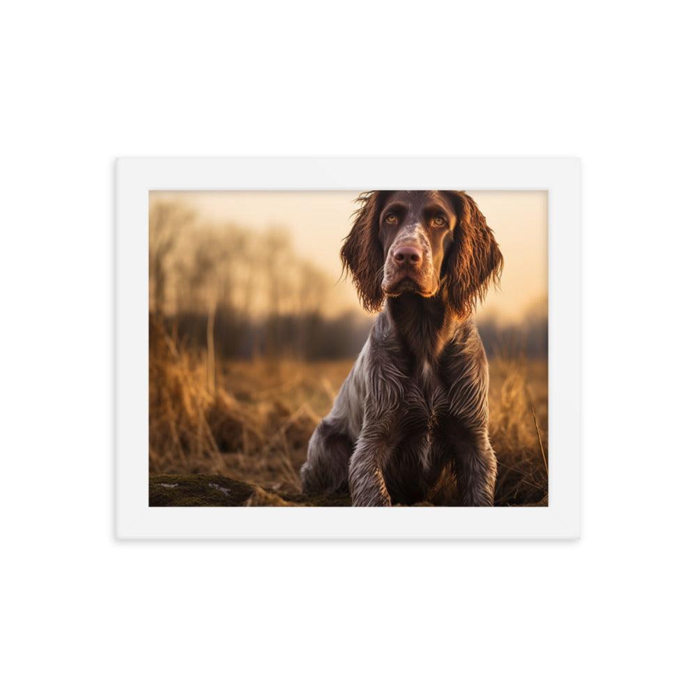 German Longhaired Pointer Golden Hour Outdoor Framed Poster - Oh Posters