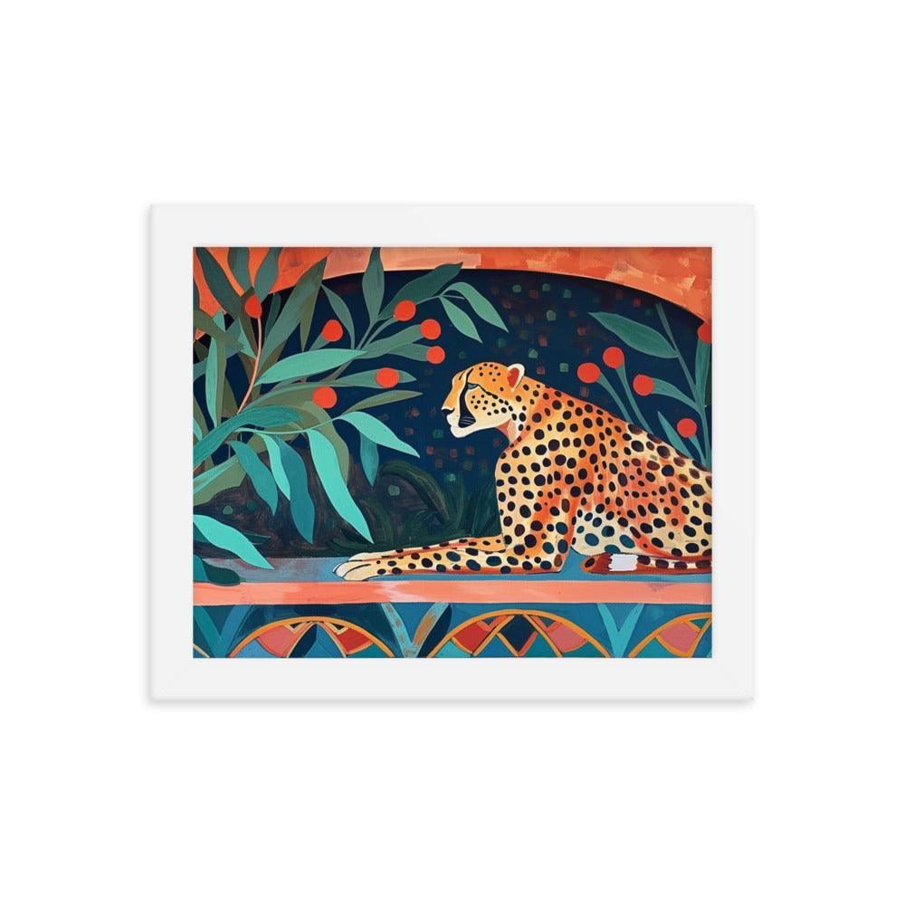 Cheetah Resting in Archway Botanical Art Framed Poster - Oh Posters