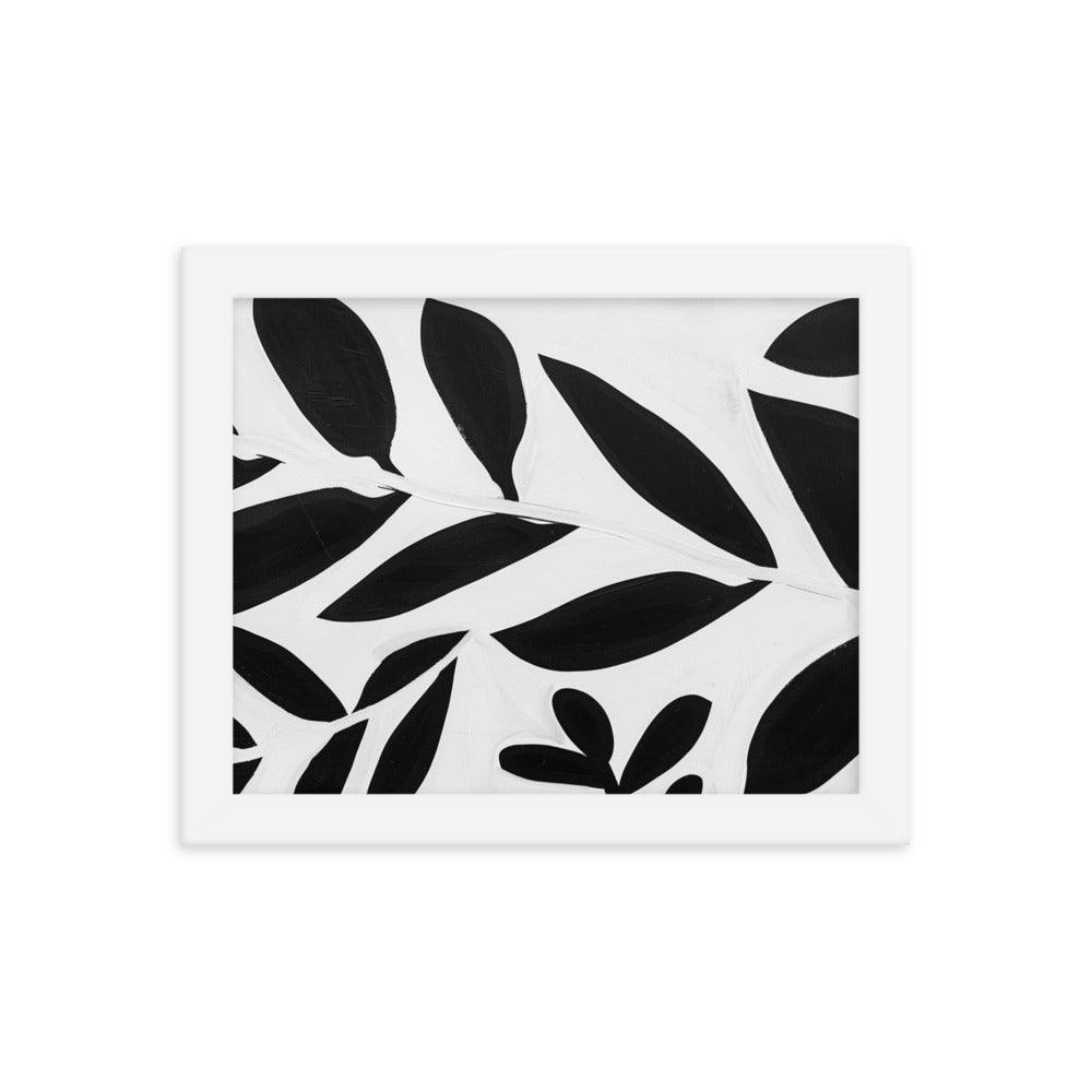 Textured Leaf Contrast Silhouette Monochrome Painting Framed Poster - Oh Posters