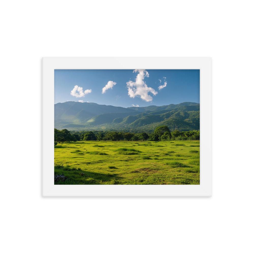 Lush Green Belizean Countryside Mountain View Framed Poster - Oh Posters