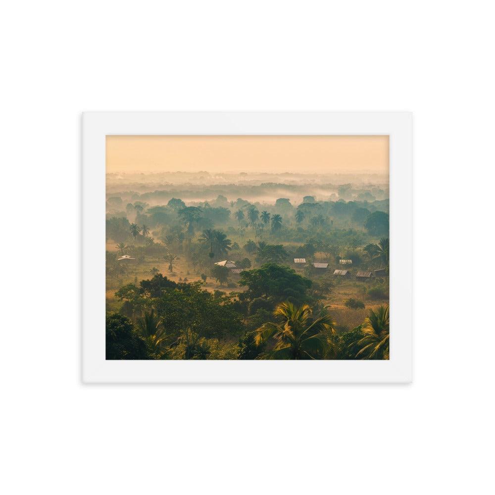 Early Morning Fog Over Benin Village Digital Art Framed Poster - Oh Posters