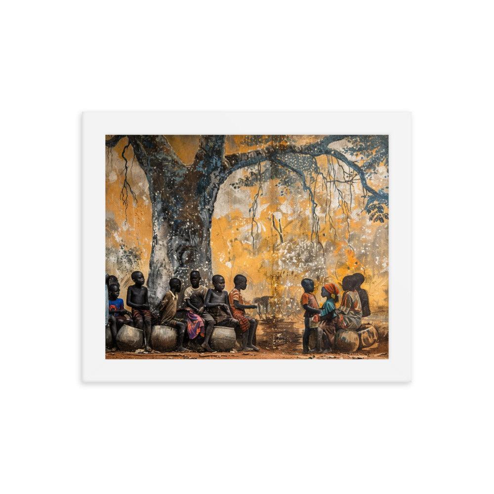 Central African Children Under Baobab Tree Vintage Framed Poster - Oh Posters