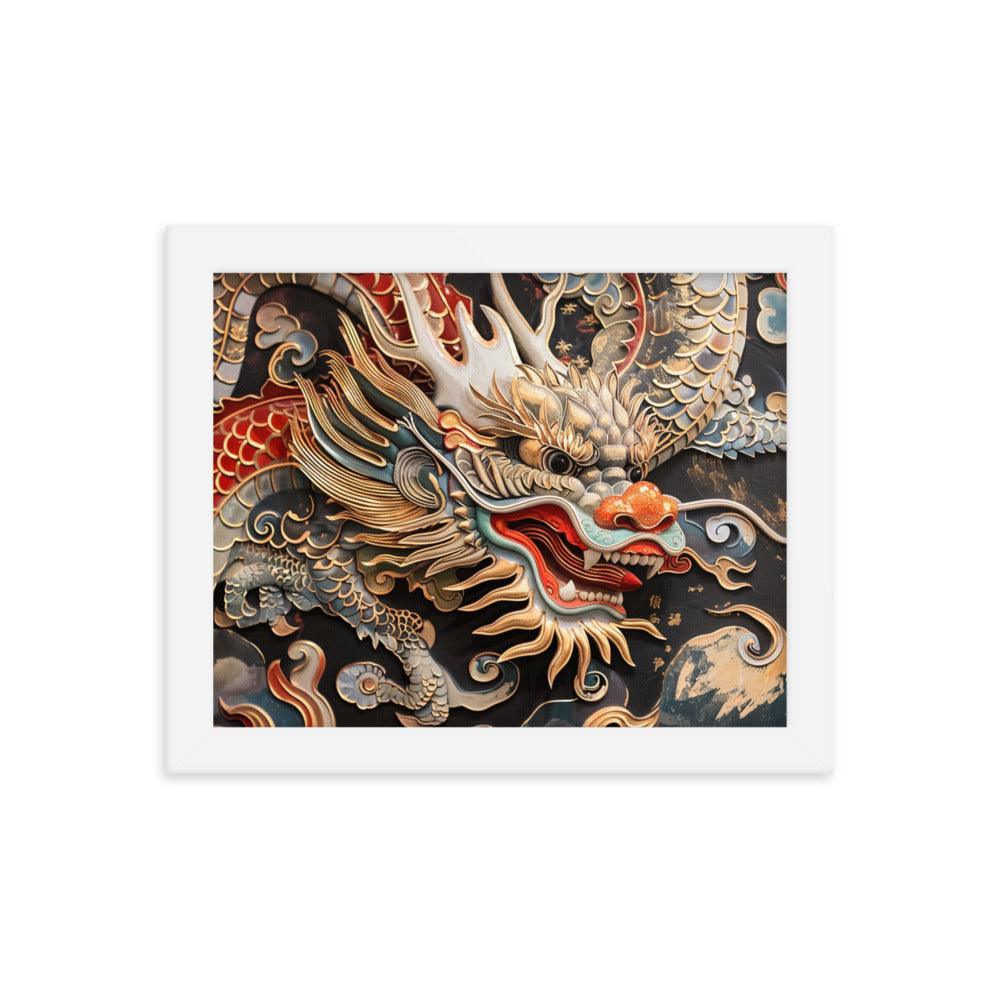 China Classic Dragon Sculpture Artwork Framed Poster - Oh Posters