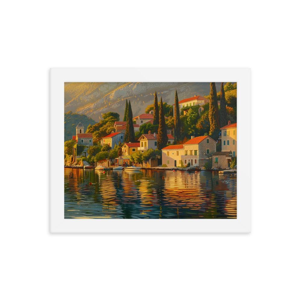 Croatia Golden Sunset Over Coastal Village Art Framed Poster - Oh Posters