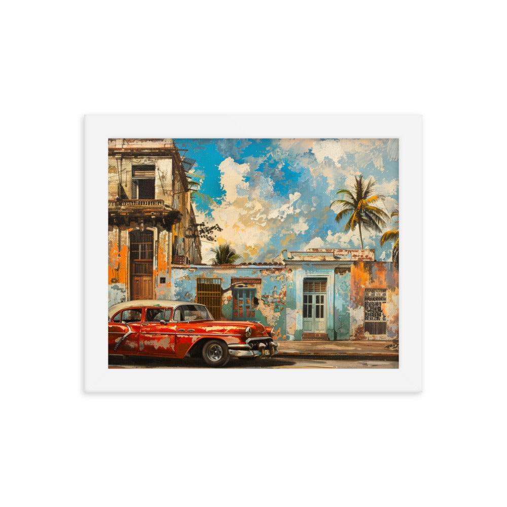 Cuba Classic Car and Historical Buildings Street Scene Framed Poster - Oh Posters