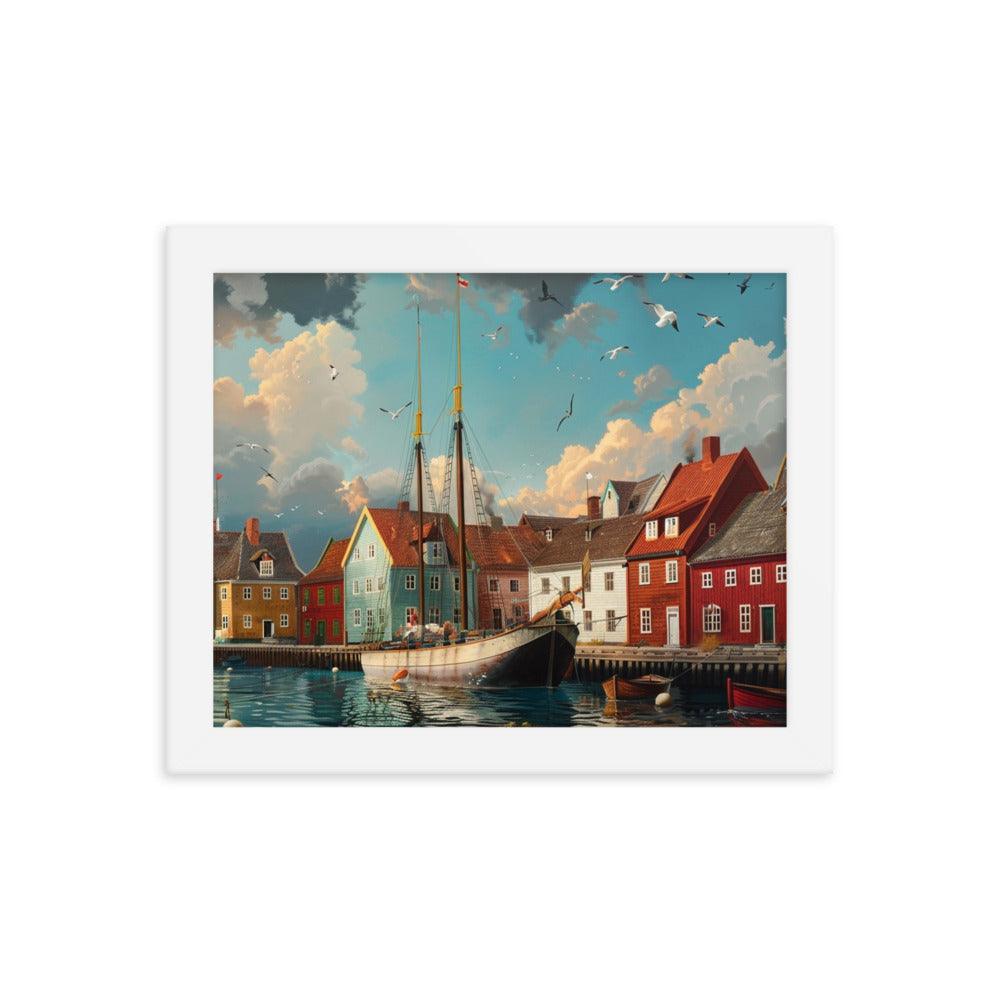 Historic Danish Seaport Denmark Digital Art Framed Poster - Oh Posters