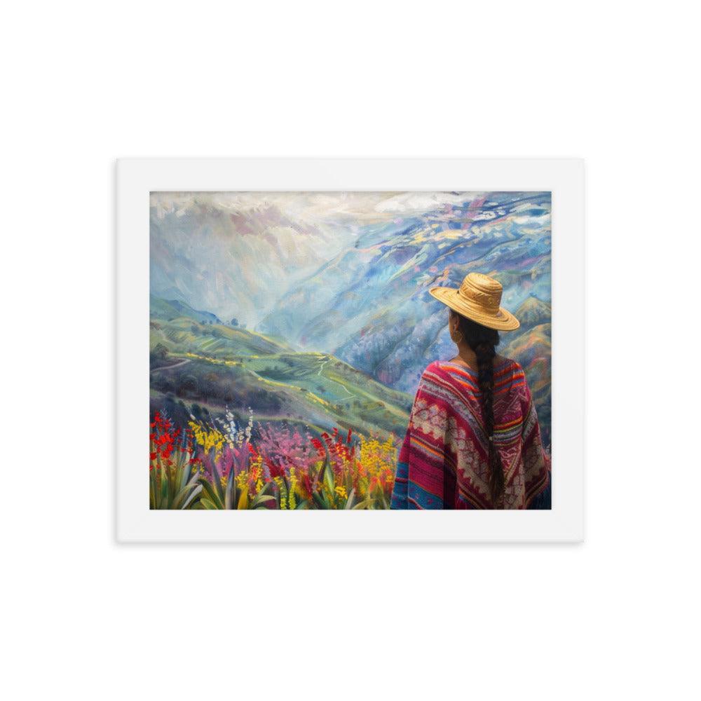 Ecuador Highlands Woman Scenic Painting Framed Poster - Oh Posters