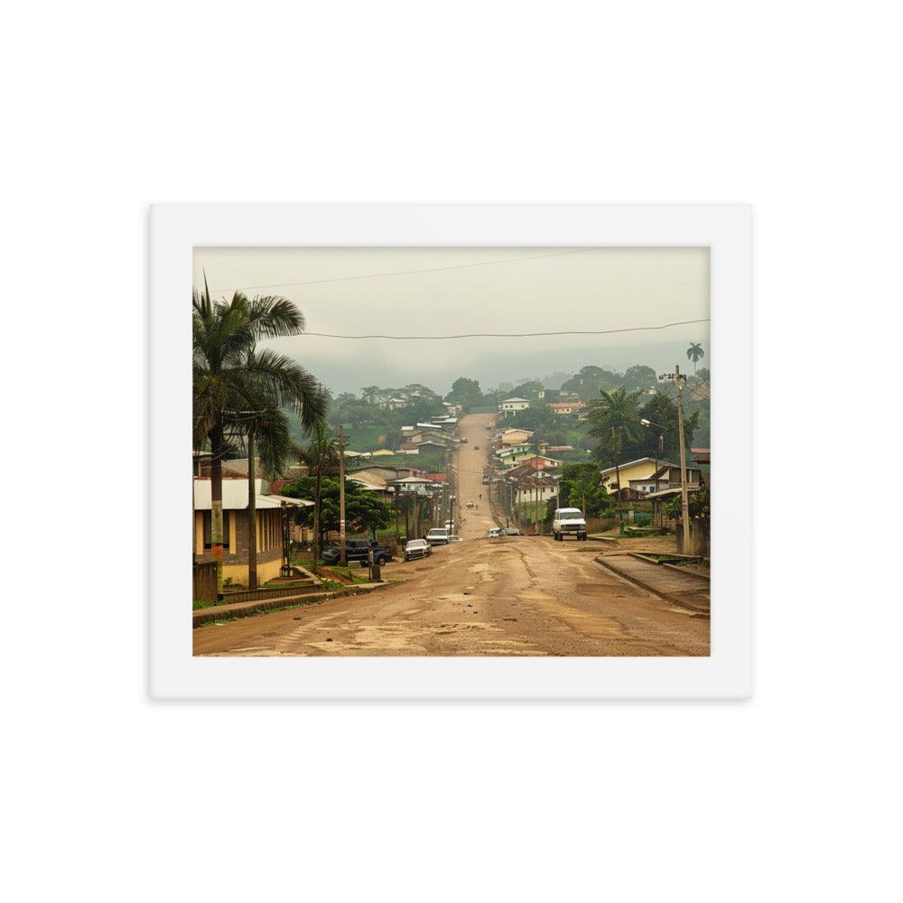 Equatorial Guinea Misty Town Street View Framed Poster - Oh Posters