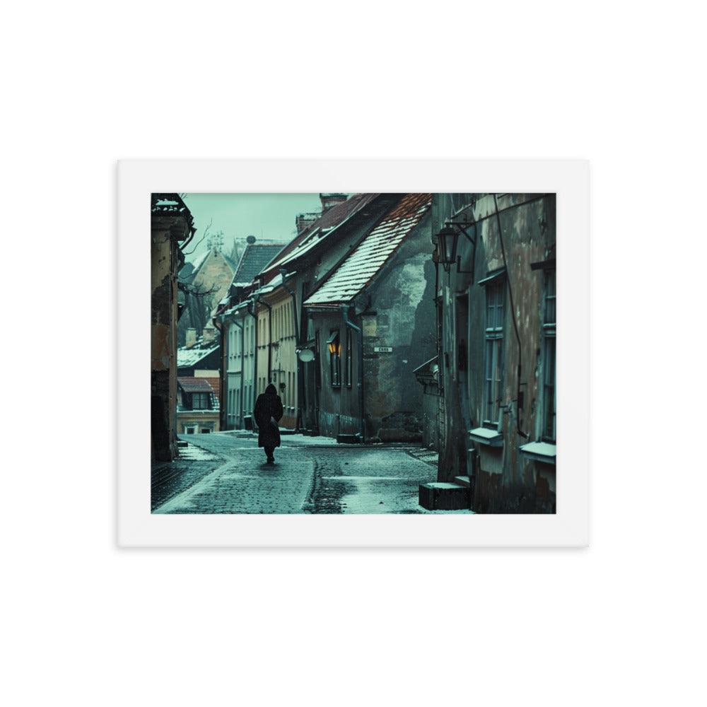 Estonia Winter Evening in Old Town Framed Poster - Oh Posters