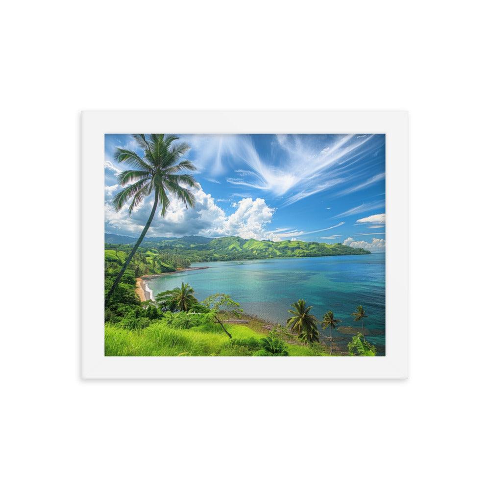 Fiji Tropical Beach Paradise Scenic Landscape Framed Poster - Oh Posters