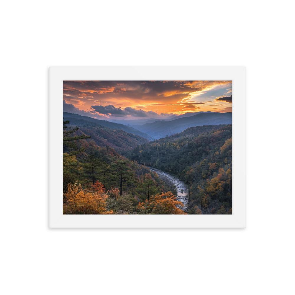 Georgia Sunset Over Mountain Valley Framed Poster - Oh Posters