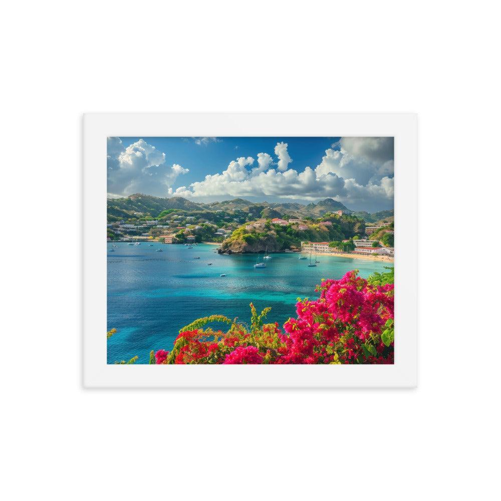 Grenada Tropical Bay Lush Hillside Framed Poster - Oh Posters