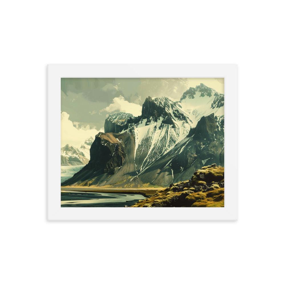 Iceland Dramatic Snowy Peaks Landscape Framed Poster - Oh Posters