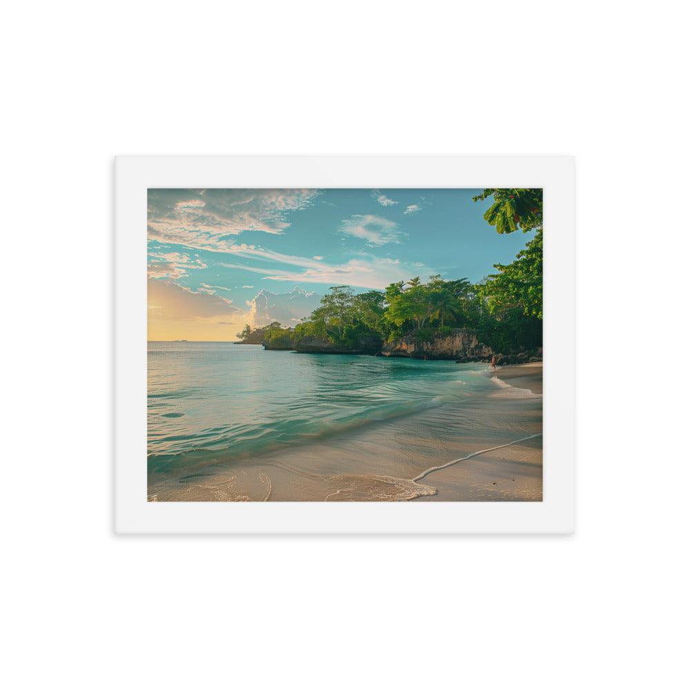 Jamaica Tranquil Seaside Sunset Framed Poster - Oh Posters