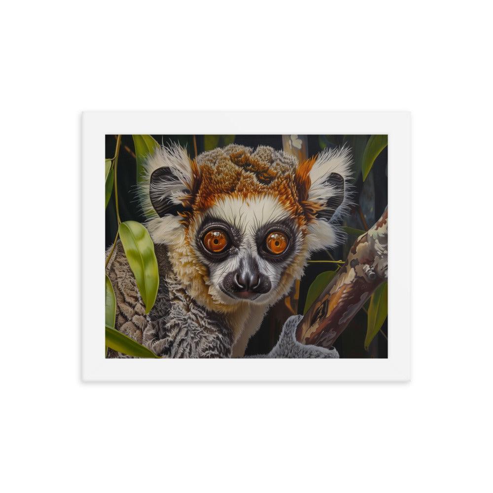 Madagascar Brown Lemur Realistic Wildlife Art Framed Poster - Oh Posters
