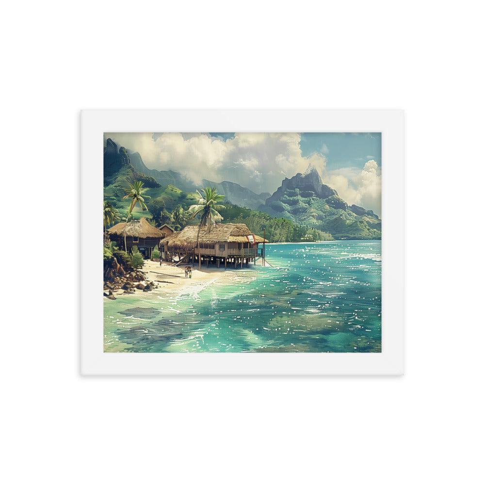 Nauru Tropical Beachside Village Framed Poster - Oh Posters