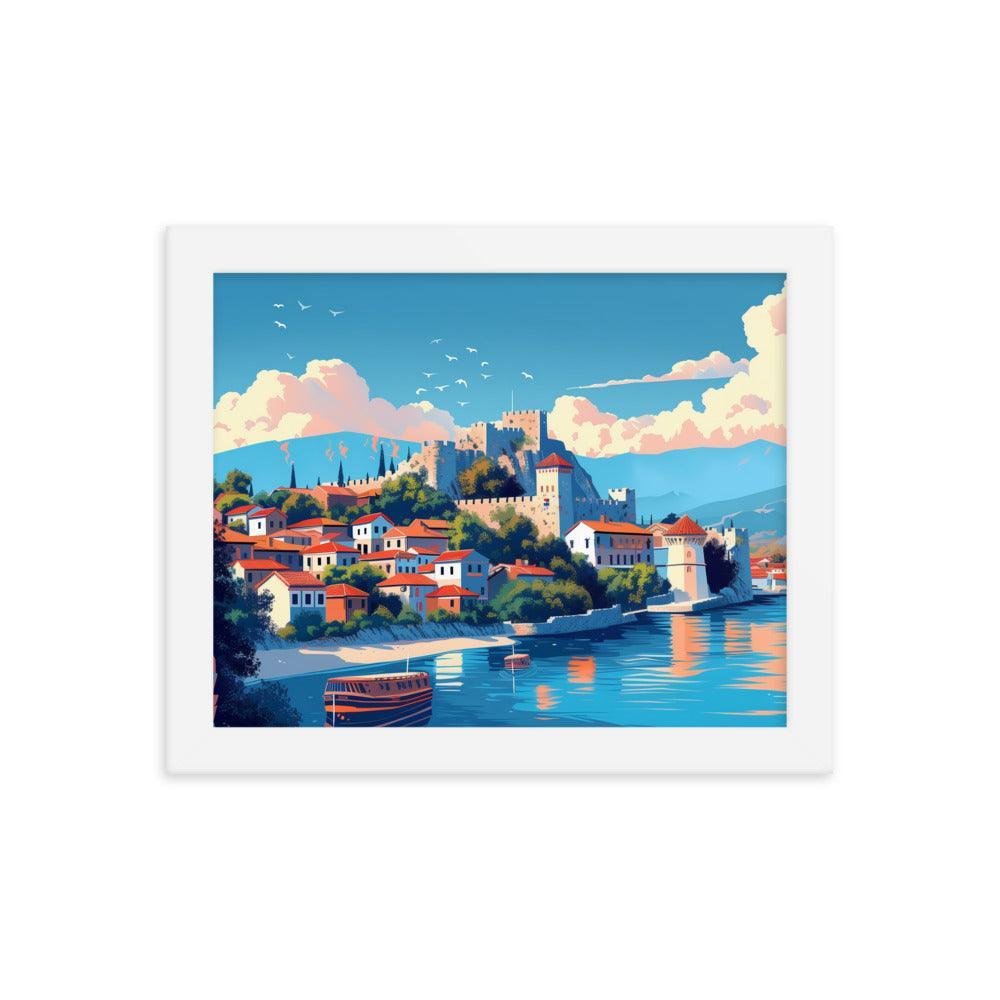 North Macedonia Historic Castle by the Lake Framed Poster - Oh Posters