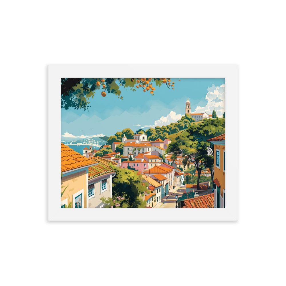 Portugal Charming Hillside Village Framed Poster - Oh Posters