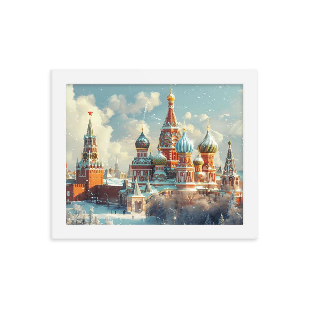 Russia Winter Moscow Kremlin Snowy Framed Poster - Oh Posters