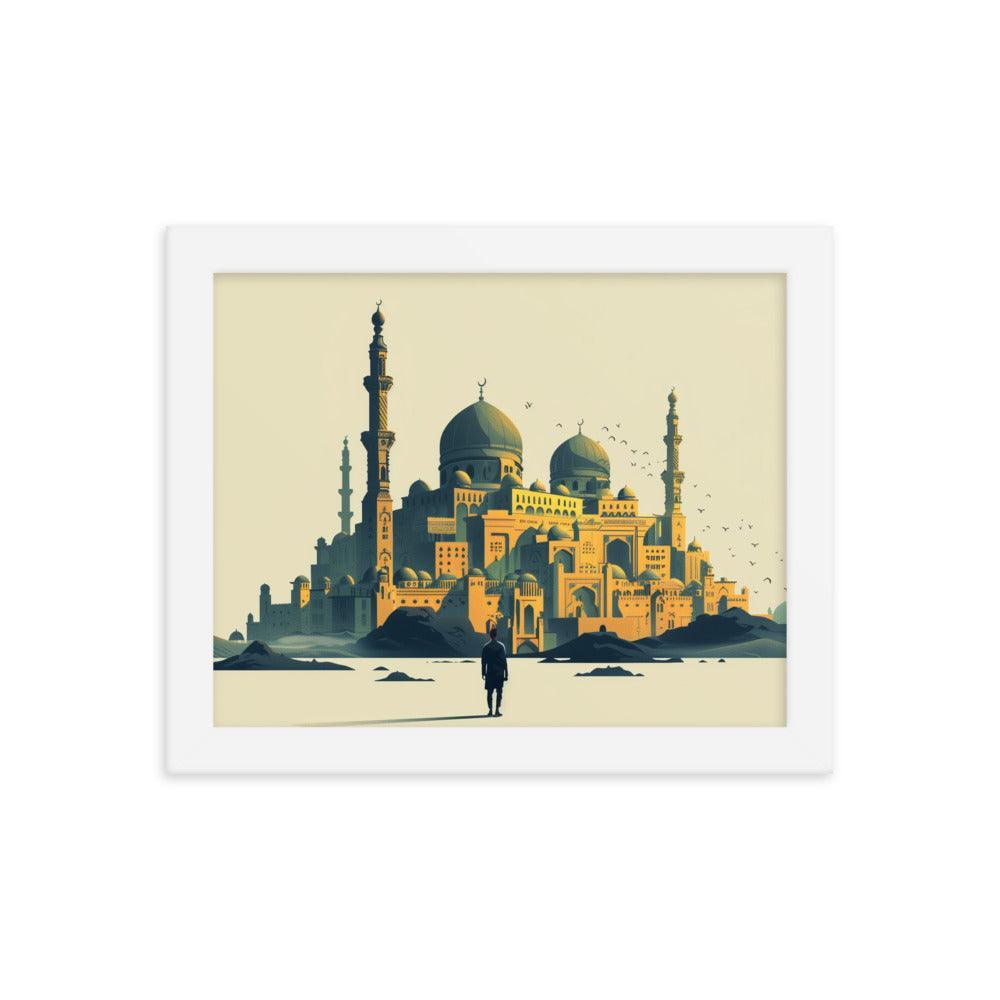 Saudi Arabia Majestic Mosque Desert Landscape Framed Poster - Oh Posters