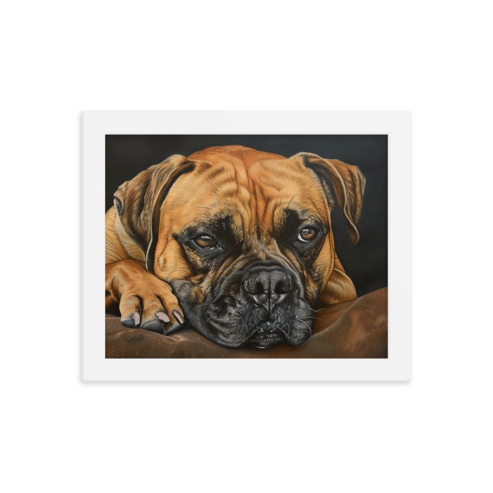 Bullmastiff Resting Portrait Painting Framed Poster - Oh Posters