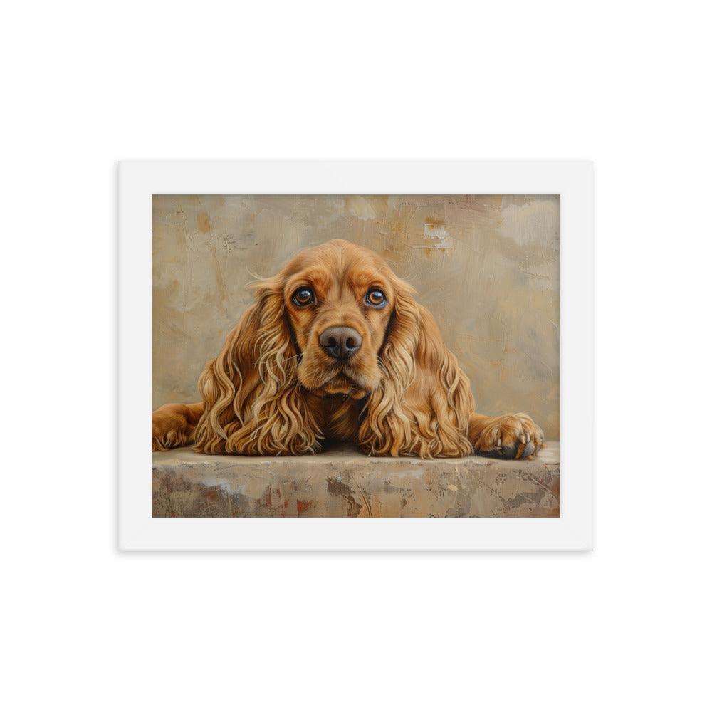 English Cocker Spaniel Resting on Textured Background Painting Framed Poster - Oh Posters