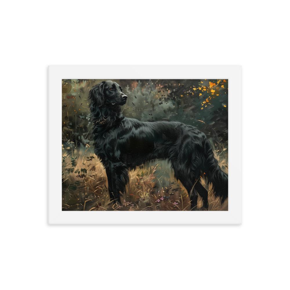 Flat-Coated Retriever in Forest Painting Framed Poster - Oh Posters