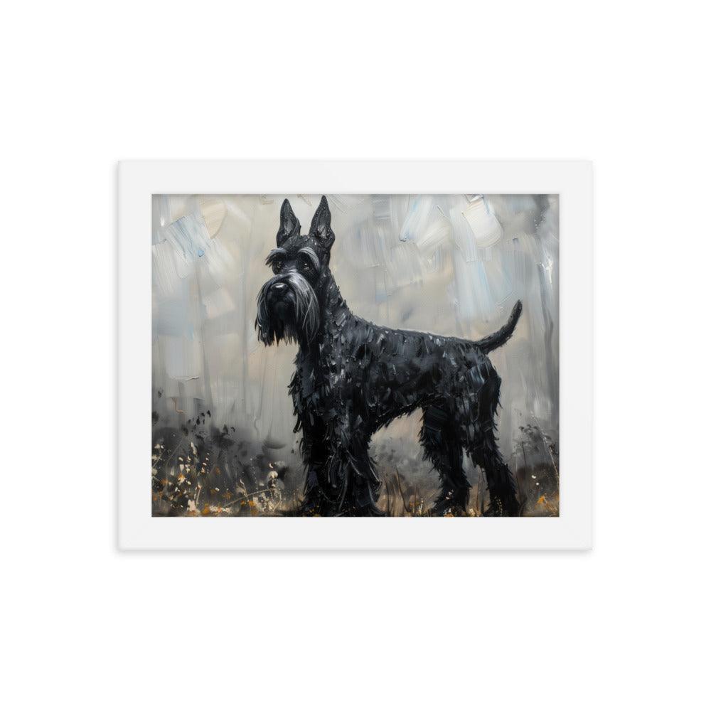 Giant Schnauzer Abstract Black and Gray Portrait Framed Poster - Oh Posters