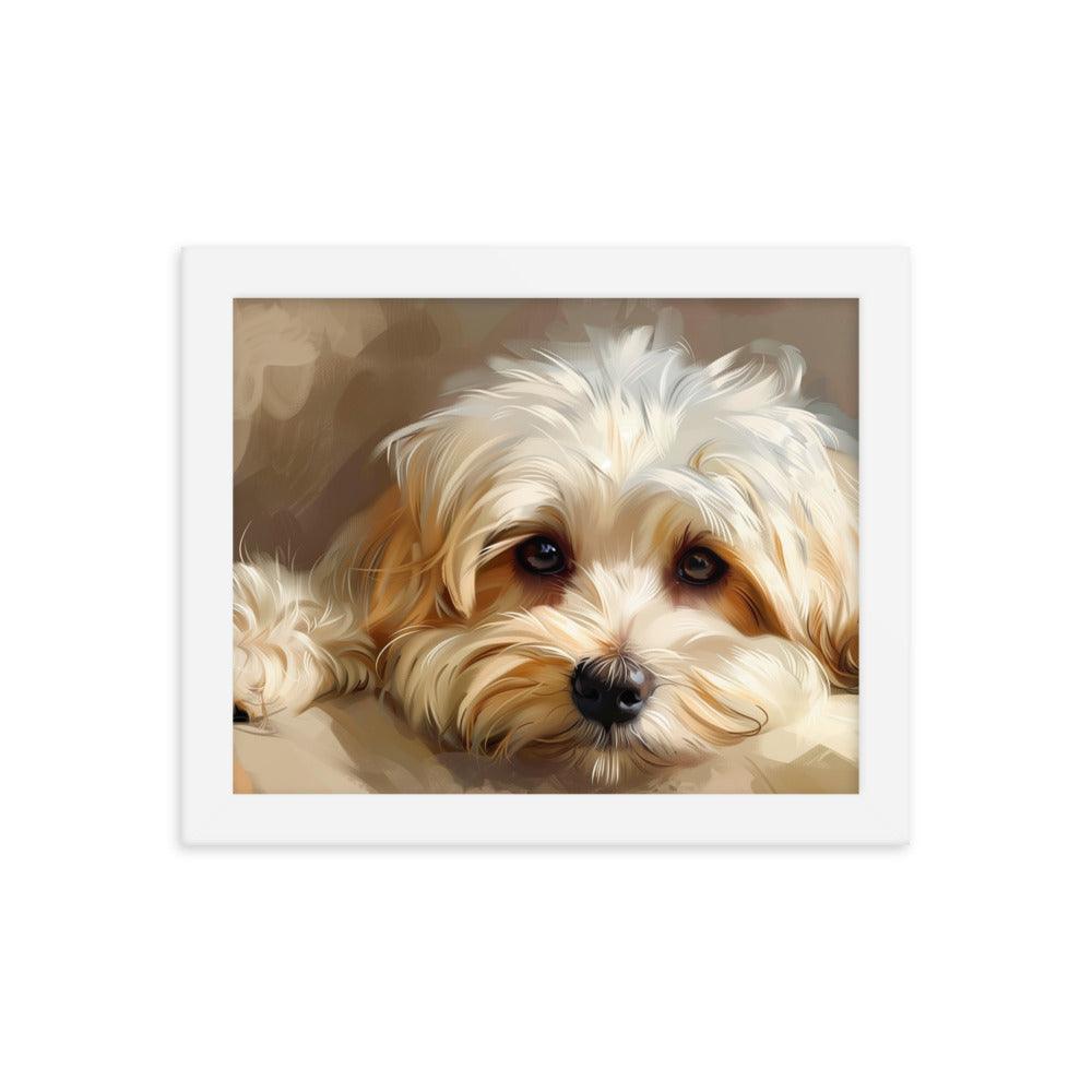 Havanese Puppy Resting Digital Painting Framed Poster - Oh Posters