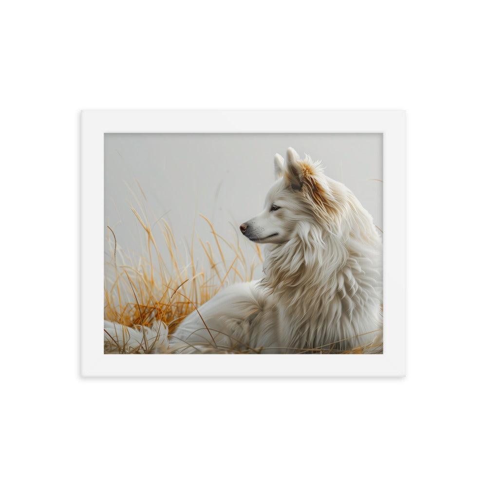 Icelandic Sheepdog in Golden Field Art Framed Poster - Oh Posters