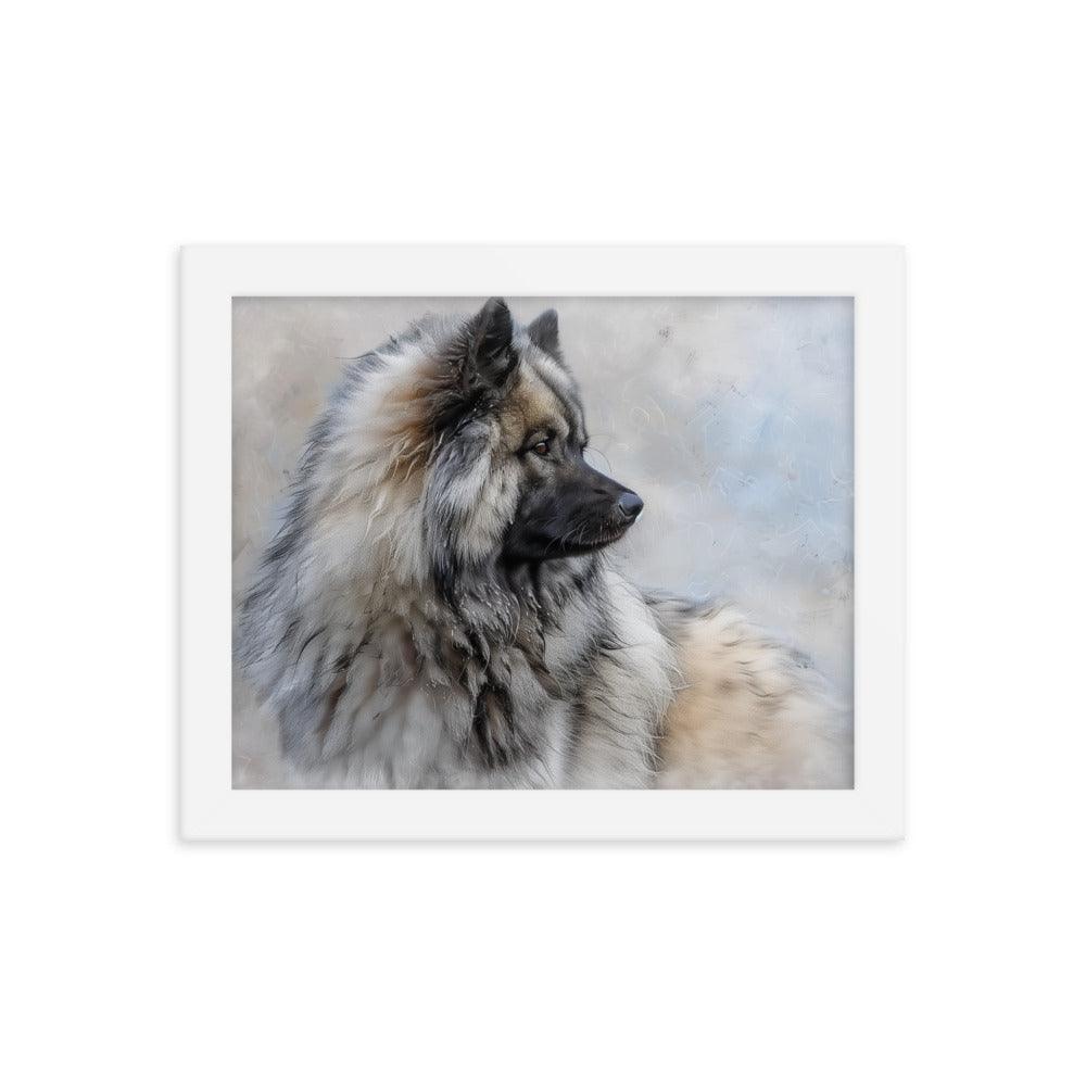 Keeshond Side Profile Winter Painting Framed Poster - Oh Posters