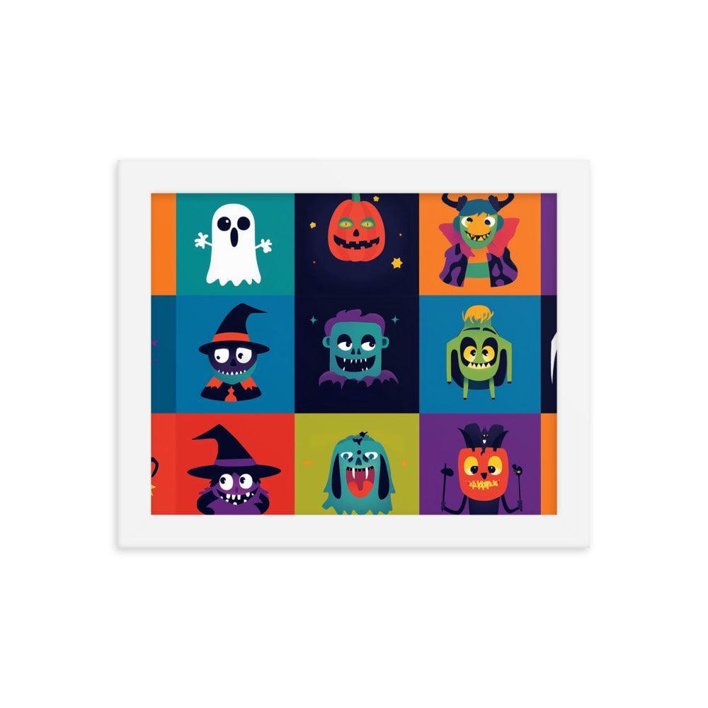 Halloween Monster Faces Assorted Digital Art Framed Poster - Oh Posters