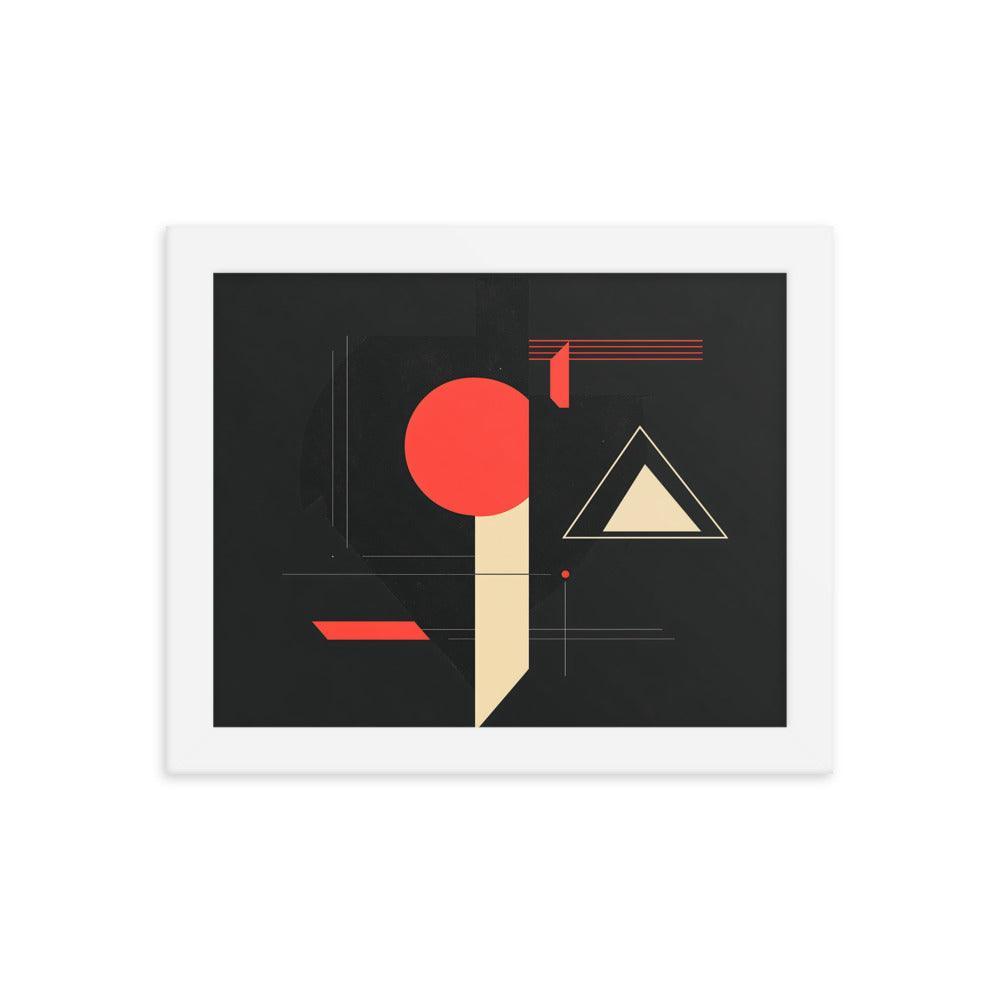 Bold Geometric Art Shapes Red Circle Black Framed Poster - Oh Posters