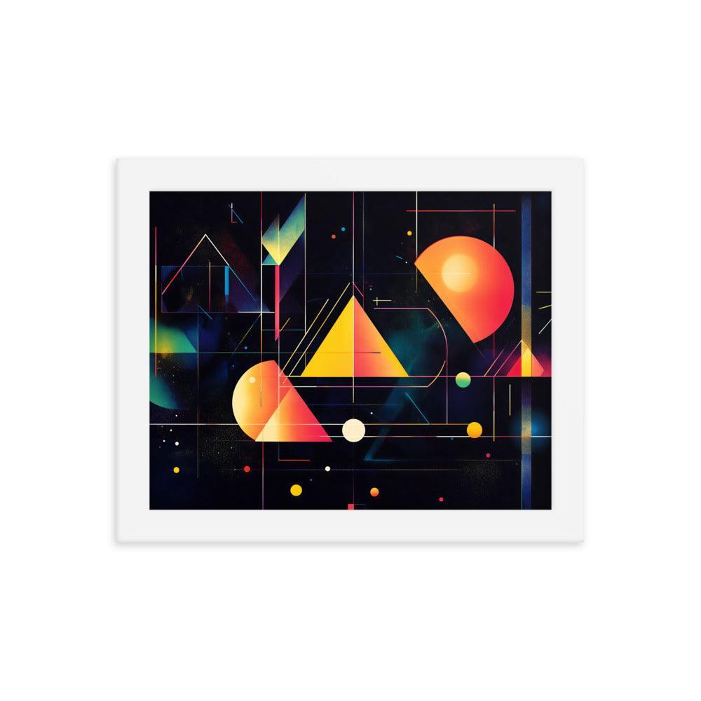 Cosmic Geometric Art with Abstract Shapes and Colorful Patterns for Modern Aesthetics Framed Poster - Oh Posters