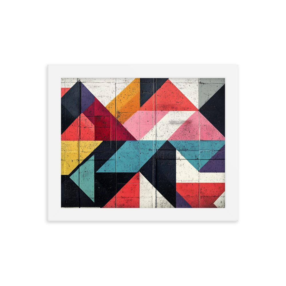 Vibrant Geometric Art Pattern With Bold Colors and Abstract Shapes Framed Poster - Oh Posters