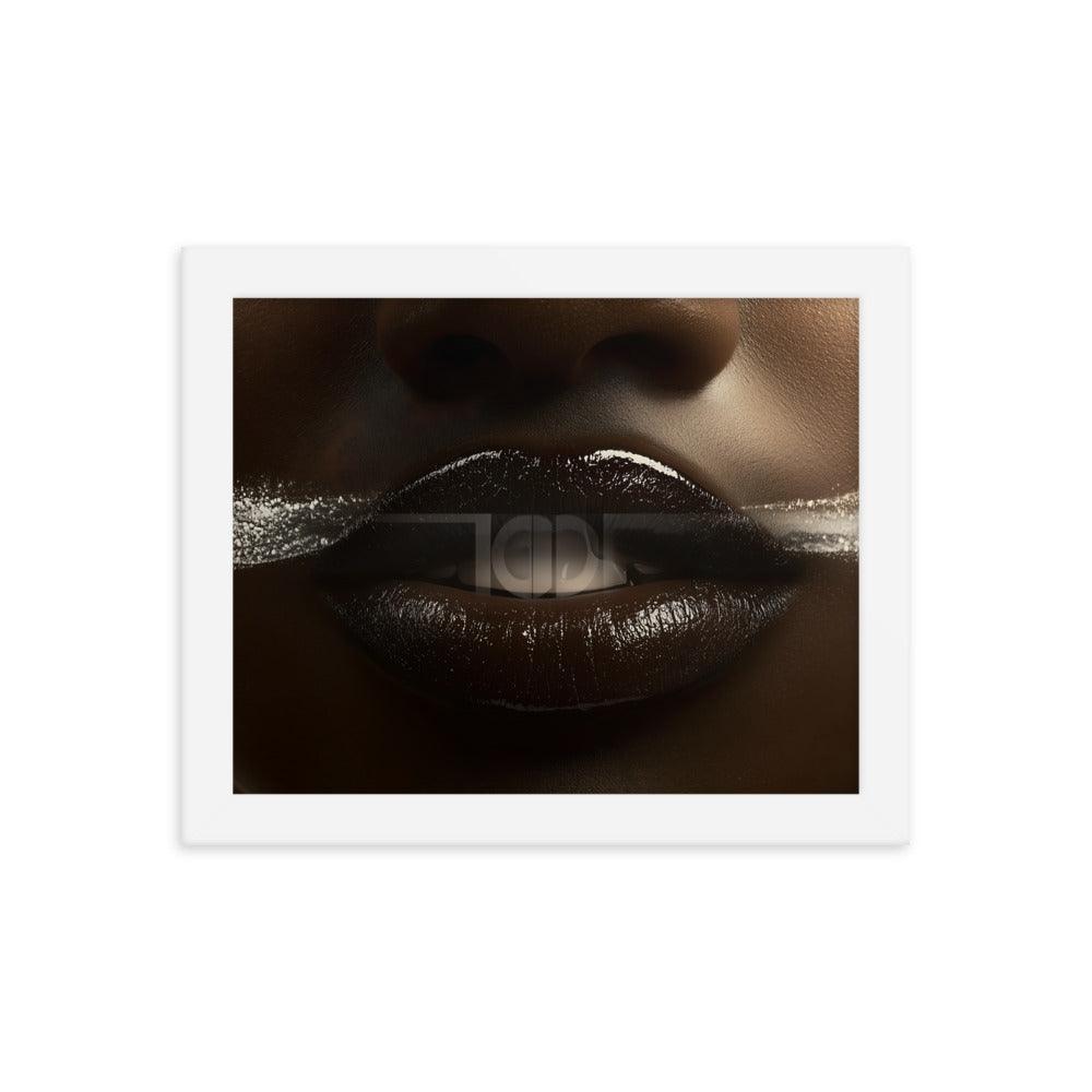 Bold Abstract Face Art with White Accents for Modern Aesthetic Framed Poster - Oh Posters