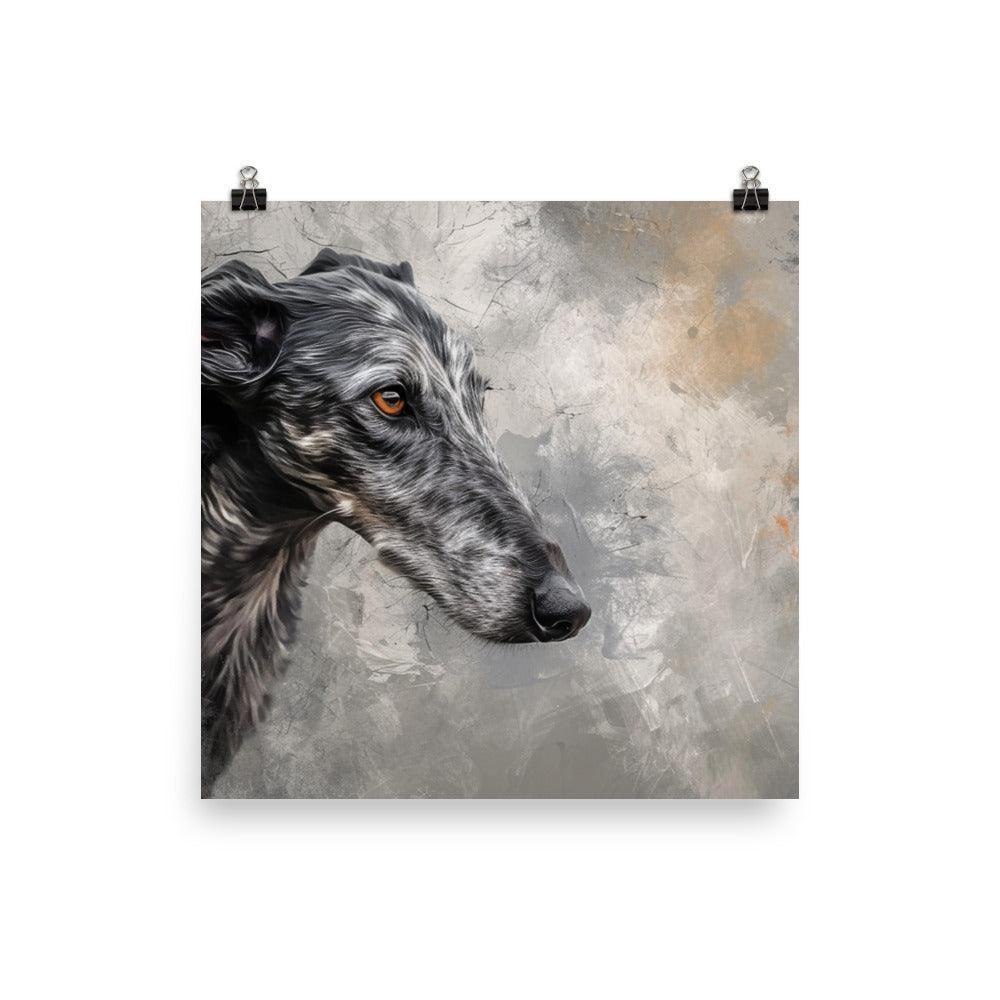 Deerhound Abstract Textured Art Dog Poster - Oh Posters