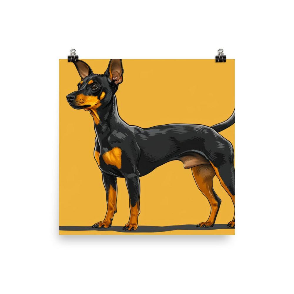 Bold English Toy Terrier Graphic on Yellow Poster - Oh Posters