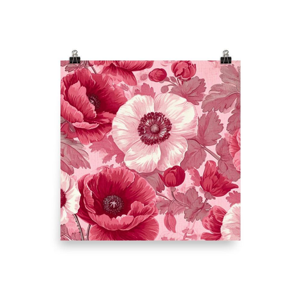 Vintage Pink Floral Pattern Wallpaper Design Poster - Oh Posters