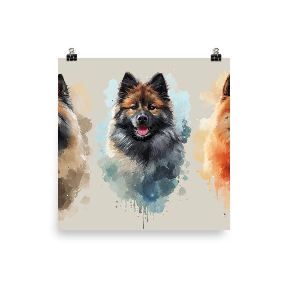 Eurasier Dog Trio Watercolor Style Artwork Poster - Oh Posters