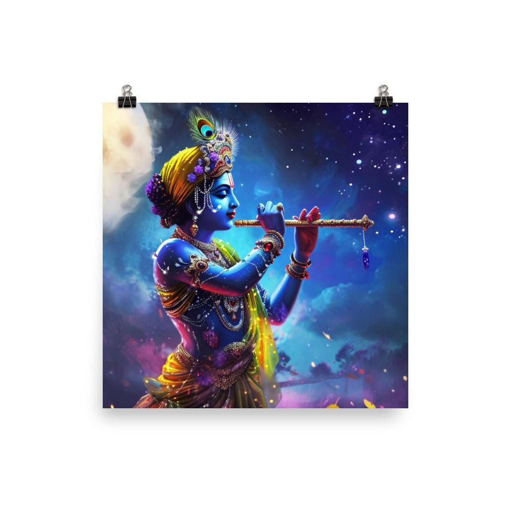 Krishna Enchanted Forest Nighttime Poster - Oh Posters