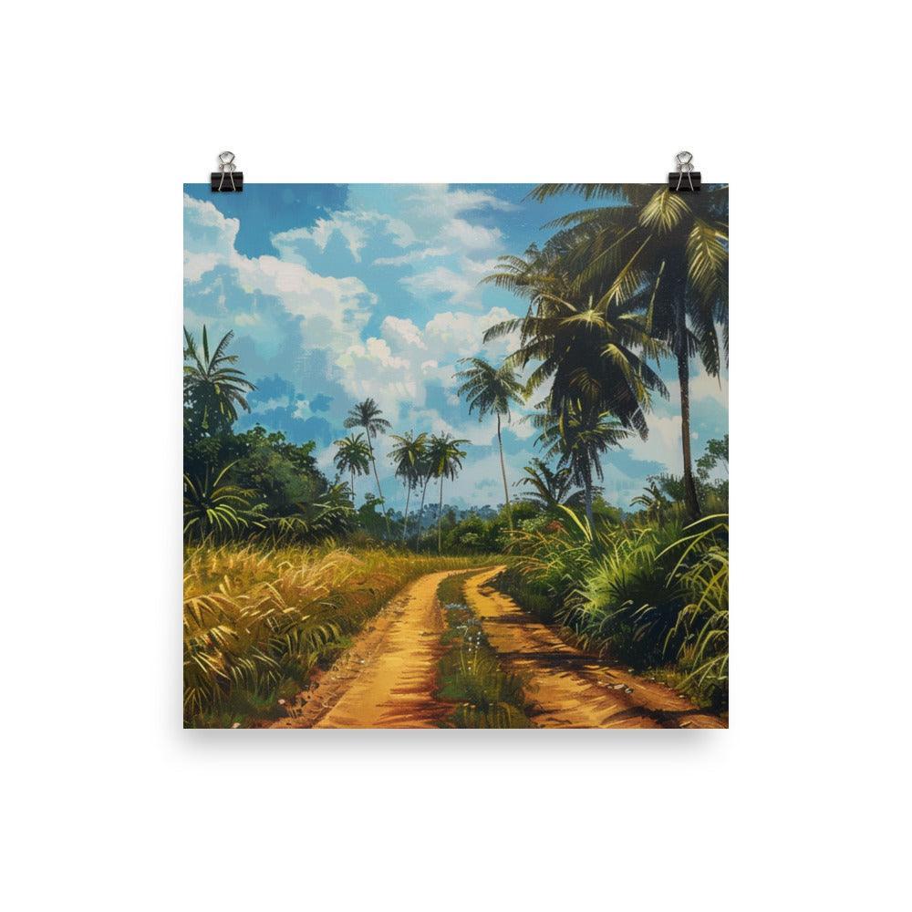 Côte d’Ivoire Palm-Lined Jungle Path Scenic Art Poster - Oh Posters