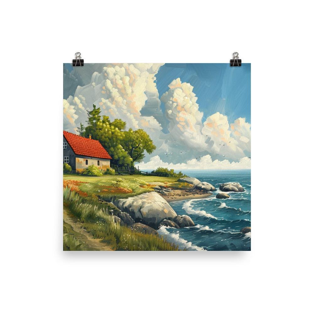 Coastal Cottage Denmark Landscape Painting Poster - Oh Posters